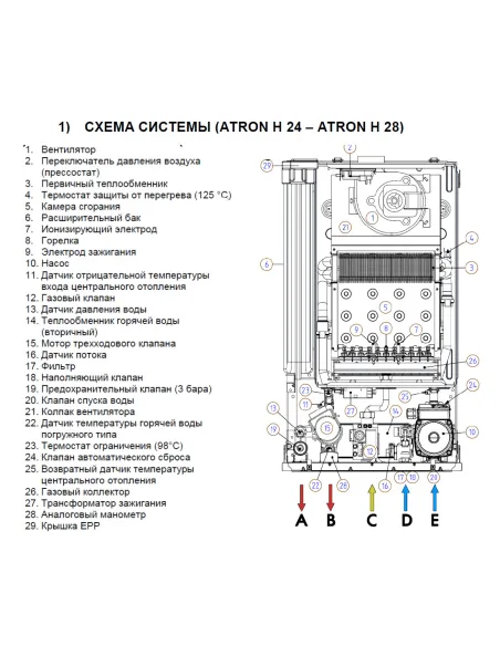 Газовый котел двухконтурный турбированный Demrad Atron H-28 - 4