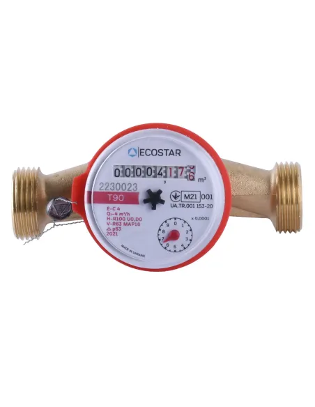 Счетчик для горячей воды Ecostar E-C 4,0 DN20 3/4 дюйма L110 без штуцера - 1