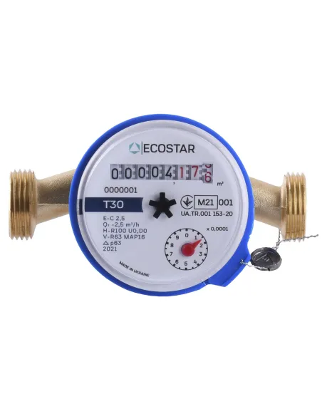 Счетчик для холодной воды Ecostar E-C 2,5 DN15 1/2 дюйма L110 со штуцером - 2