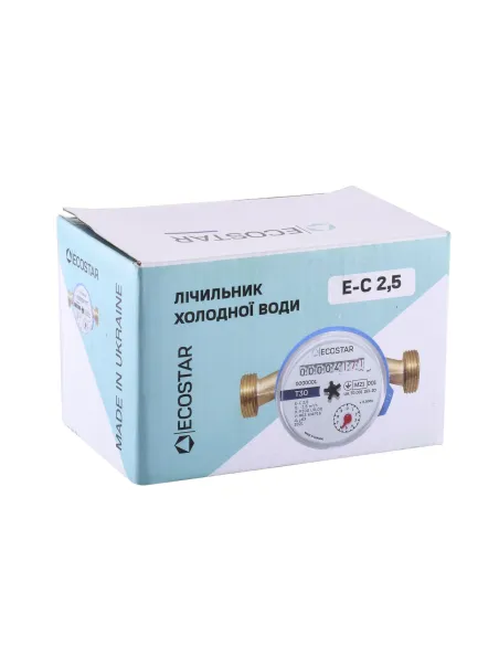 Счетчик для холодной воды Ecostar E-C 2,5 DN15 1/2 дюйма L110 со штуцером - 3