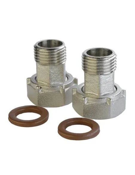 Комплект штуцерів нікельований для лічильника VA Б2715-1КбА(нк) 1 дюйм ВР х 3/4 дюйми НР з прокладкою - 1