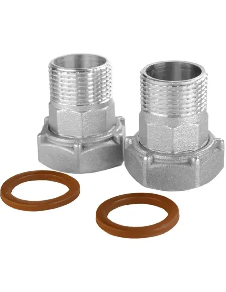 Комплект штуцеров никелированный для счетчика VA Б2743КбА(нк) 2 дюйма ВР х 1 1/2 дюйма НР с прокладкой - 1