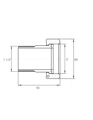 Комплект штуцеров никелированный для счетчика VA Б2743КбА(нк) 2 дюйма ВР х 1 1/2 дюйма НР с прокладкой - 2