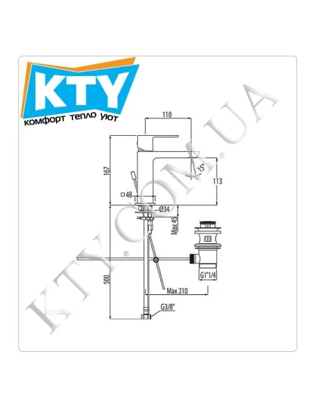 Смеситель для раковины в ванной с гигиеническим душем Tres Loft Colors 200.103.01 с донным клапаном, цвета/хром - 2