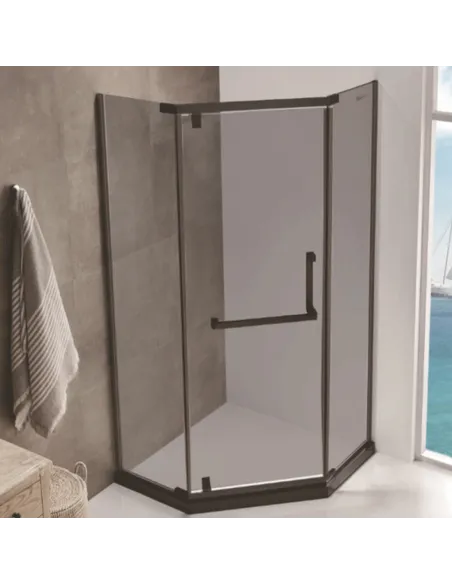 Душевая кабина без поддона Asignatura Turia 90х90 распашная, пятиугольная, стекло серое - 1