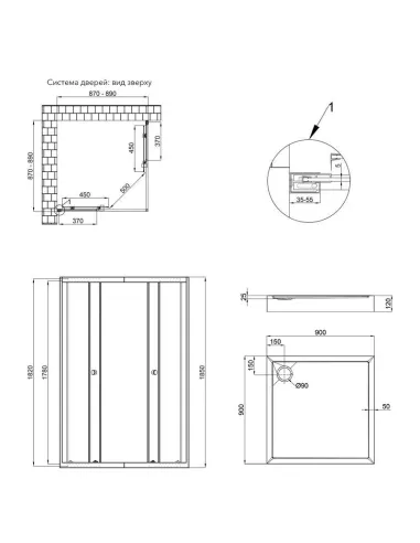 Душевая кабина с поддоном Q-Tap Presto CRM1099SP5 Pear, квадратная - 2