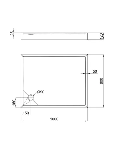Душевой поддон прямоугольный Q-Tap Tern 301812C, акрил - 2