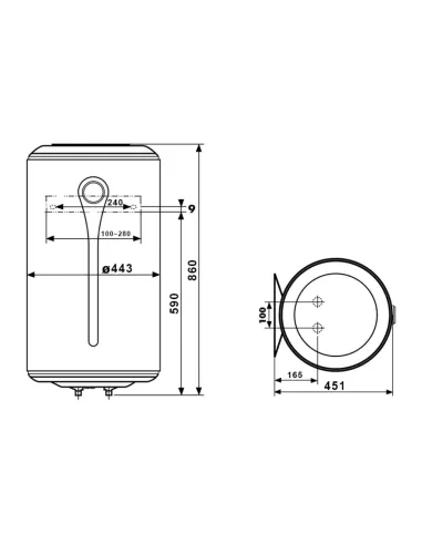 Бойлер із мокрим ТЕНом Atlantic O`Pro Turbo VM 080 D400-2-B 2.5 кВт - 2