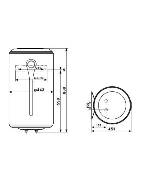 Бойлер із мокрим ТЕНом Atlantic O`Pro Turbo VM 080 D400-2-B 2.5 кВт - 2