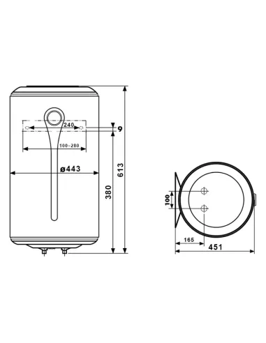 Бойлер із мокрим ТЕНом Atlantic OPRO Turbo VM 050 D400-2-B 2.5 кВт - 2