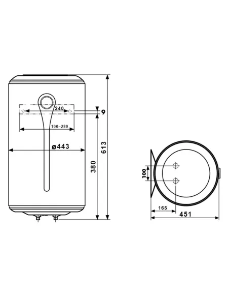 Бойлер із мокрим ТЕНом Atlantic OPRO Turbo VM 050 D400-2-B 2.5 кВт - 2