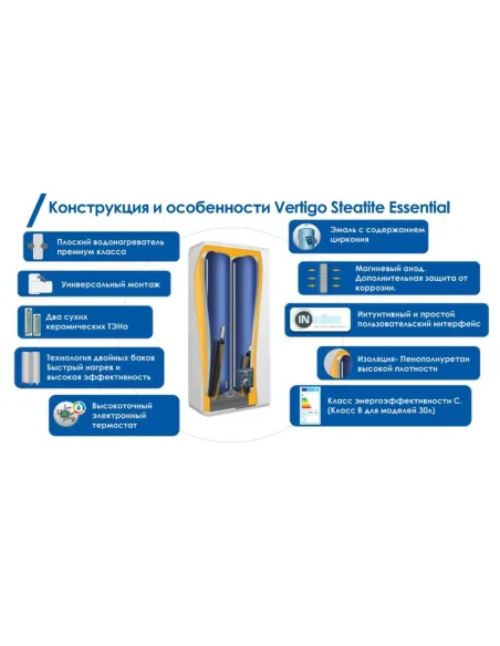 Бойлер із сухим ТЕНом Atlantic Vertigo Steatite Essential 30 MP-025 2F 220E-S 1 кВт - 3