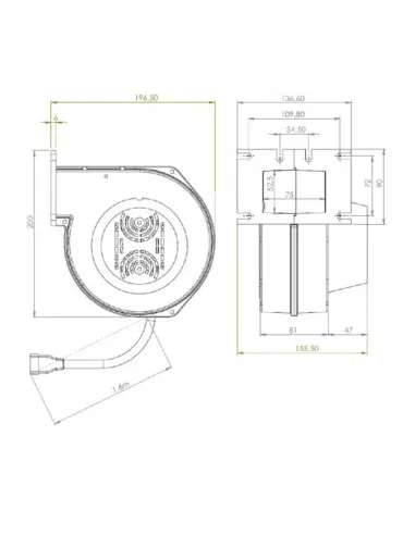 Вентилятор для котлов отопления Solar NWS-100, алюминий - 2