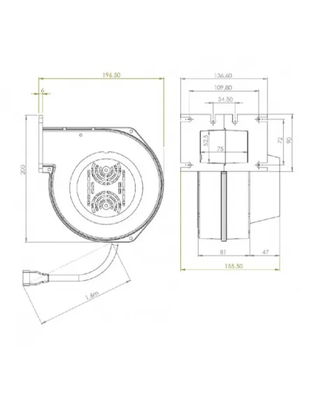 Вентилятор для котлов отопления Solar NWS-100, алюминий - 2