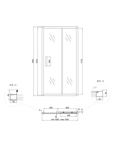 Душевая дверь Lidz Zycie SD100x185.CRM.FR, 1850х1050х55 мм - 2