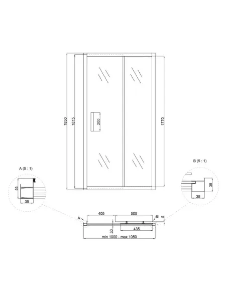 Душевая дверь Lidz Zycie SD100x185.CRM.FR, 1850х1050х55 мм - 2