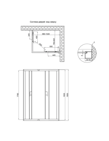Душевая кабина без поддона Lidz Wawel SC100x80.SAT.LOW.FR, прямоугольная - 2