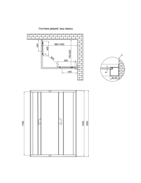 Душевая кабина без поддона Lidz Wawel SC100x80.SAT.LOW.FR, прямоугольная - 2