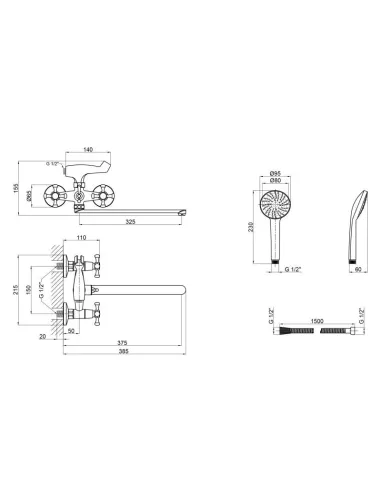 Змішувачі для ванни з нержавіючої сталі з довгим виливом Lidz CRM 75 21 143 - 2