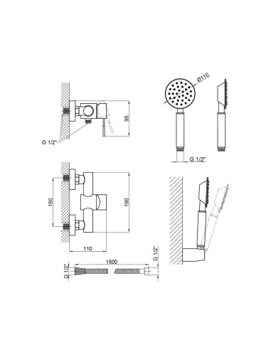 Змішувач для душу з нержавіючої сталі Lidz Aria 09O-SES, без виливу - 2