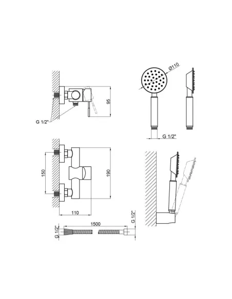 Змішувач для душу з нержавіючої сталі Lidz Aria 09O-SES, без виливу - 2