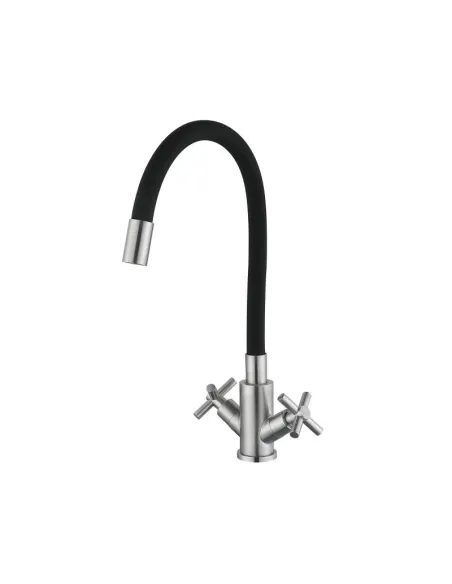 Смеситель для кухни с гибким изливом Lidz Wind Black 13R-BFS, черный - 1