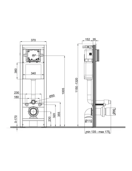 Інсталяція для унітазу Q-Tap Nest Uni QT0233M370, 6 л - 2