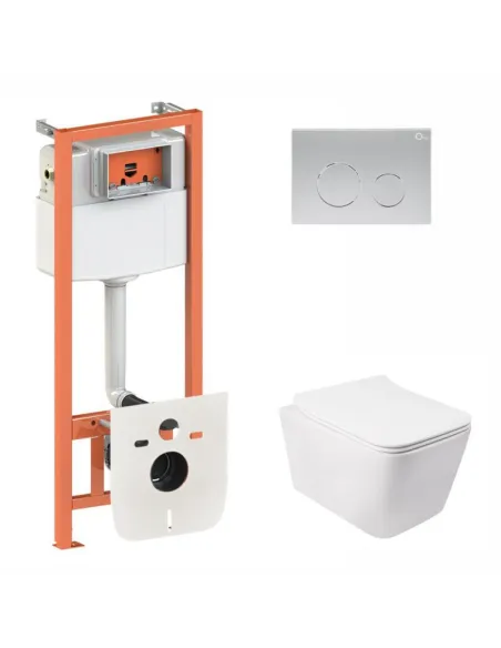 Инсталляция с унитазом и кнопкой Q-Tap Nest QT05335170W0133M425M11111SAT 3 в 1, 3/8 л - 1