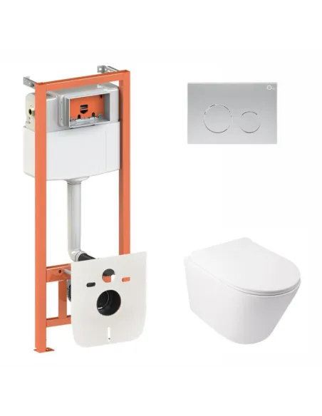 Инсталляция с унитазом и кнопкой Q-Tap Nest QT16335178W0133M425M11111SAT 3 в 1, 3/8 л - 1