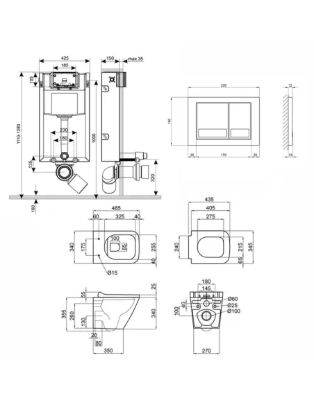 Інсталяція з унітазом та кнопкою Q-Tap Nest QT1733052ERW0133M425M06029SAT 3 в 1, 3/8 л - 2