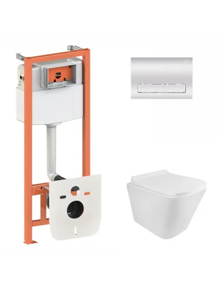 Инсталляция с унитазом и кнопкой Q-Tap Nest QT1733052ERW0133M425M08381CRM 3 в 1, 3/8 л - 1