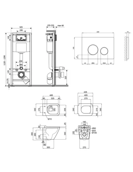 Інсталяція з унітазом та кнопкою Q-Tap Nest QT1733052ERW0133M425M11111SAT 3 в 1, 3/8 л - 2