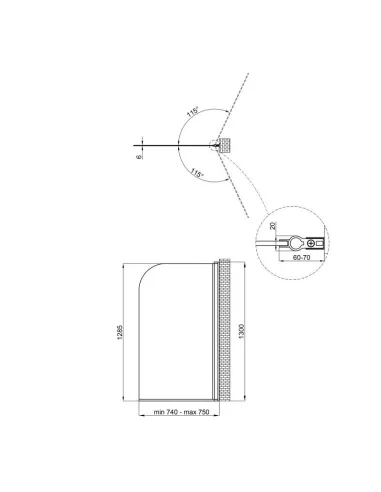 Стеклянная шторка для ванной Q-Tap Standard CRM407513APR Pear, распашная - 2