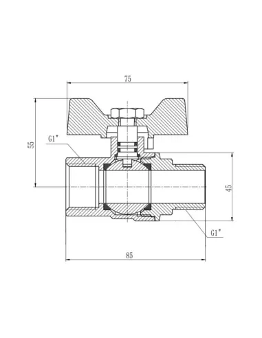 Кран шаровой для газа SD Forte ВН SF607G25 1 дюйм - 2
