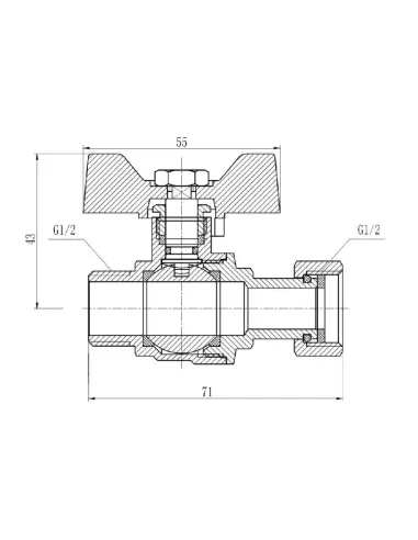 Кран кульовий прямий SD Forte ВН SF261W15 з накидною гайкою 1/2 дюйми - 2