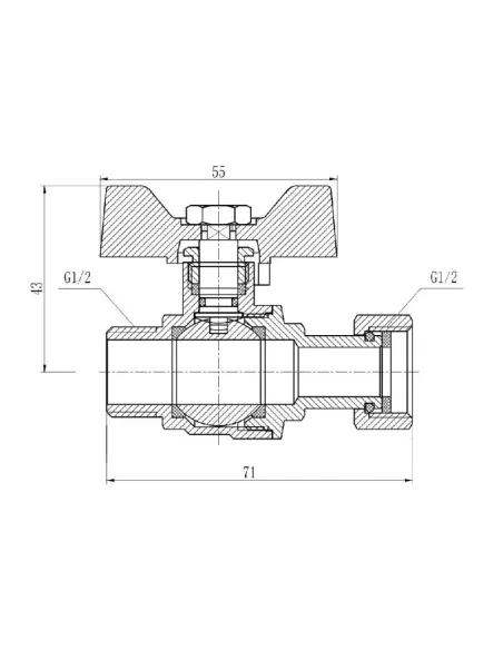 Кран кульовий прямий SD Forte ВН SF261W15 з накидною гайкою 1/2 дюйми - 2