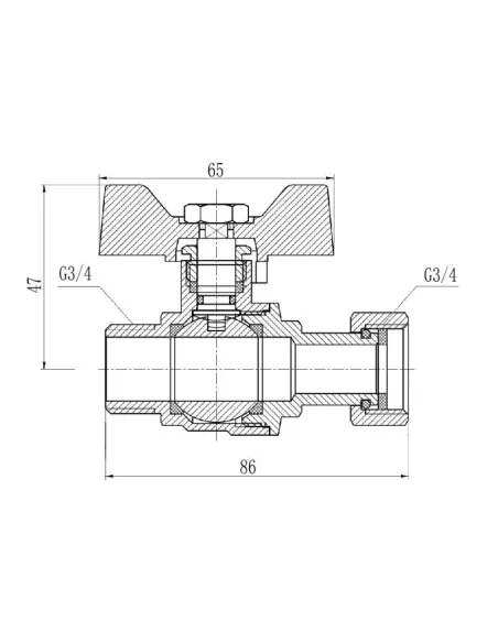 Кран кульовий прямий SD Forte ВН SF261W20 з накидною гайкою 3/4 дюйми - 2