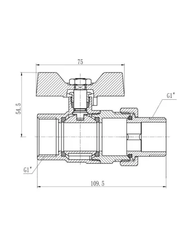 Кран шаровой прямой с американкой SD Forte SF220W25 1 дюйм - 2