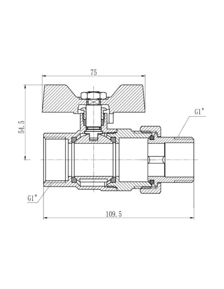 Кран шаровой прямой с американкой SD Forte SF220W25 1 дюйм - 2