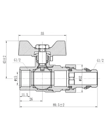 Кран кульовий прямий з американкою SD Forte SF222W15, антипротечка, 1/2 дюйми - 2