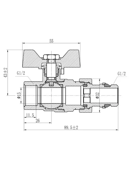 Кран кульовий прямий з американкою SD Forte SF222W15, антипротечка, 1/2 дюйми - 2