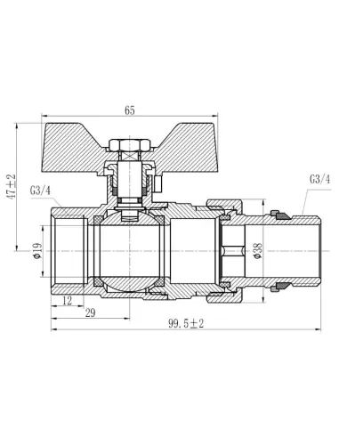 Кран шаровой прямой с американкой SD Forte SF222W20, антипротечка, 3/4 дюйма - 2