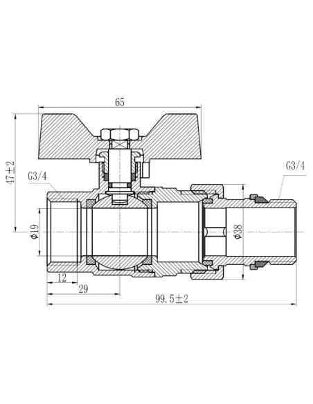 Кран шаровой прямой с американкой SD Forte SF222W20, антипротечка, 3/4 дюйма - 2