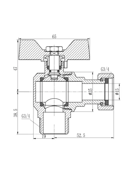 Кран шаровой угловой SD Forte ВН SF224W20 с накидной гайкой 3/4 дюйма - 2