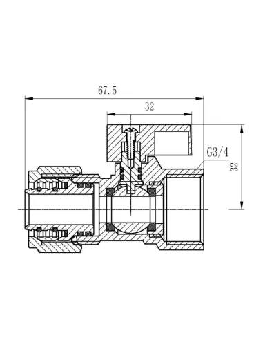 Кран кульовий обжимний для металопластикових труб SD Forte ВР SF264W20 20 х 3/4 дюйма - 2