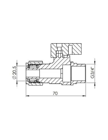 Кран шаровой обжимной для металлопластиковых труб SD Forte НР SF262W20 20 х 3/4 дюйма - 2