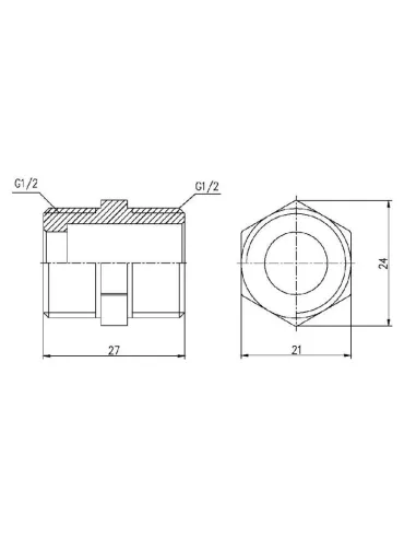 Ниппель латунный SD Forte SF358H15 хром, 1/2 дюйма - 2
