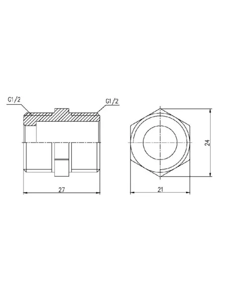 Ниппель латунный SD Forte SF358H15 хром, 1/2 дюйма - 2