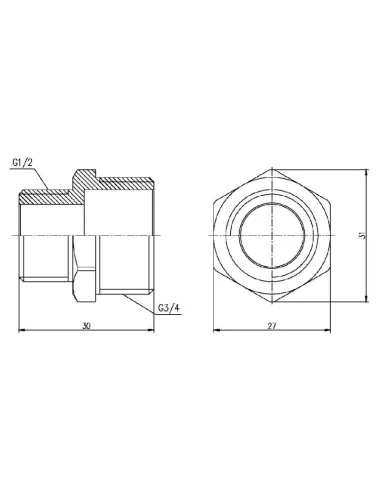 Ніпель редукційний SD Forte SF3592015 1/2 х 3/4 дюйми - 2
