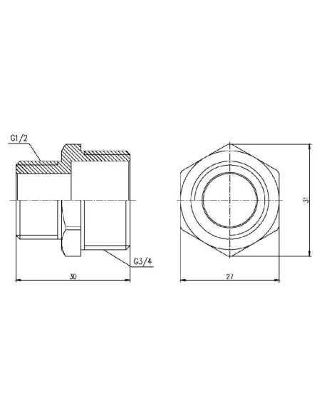 Ниппель редукционный SD Forte SF3592015 1/2 х 3/4 дюйма - 2